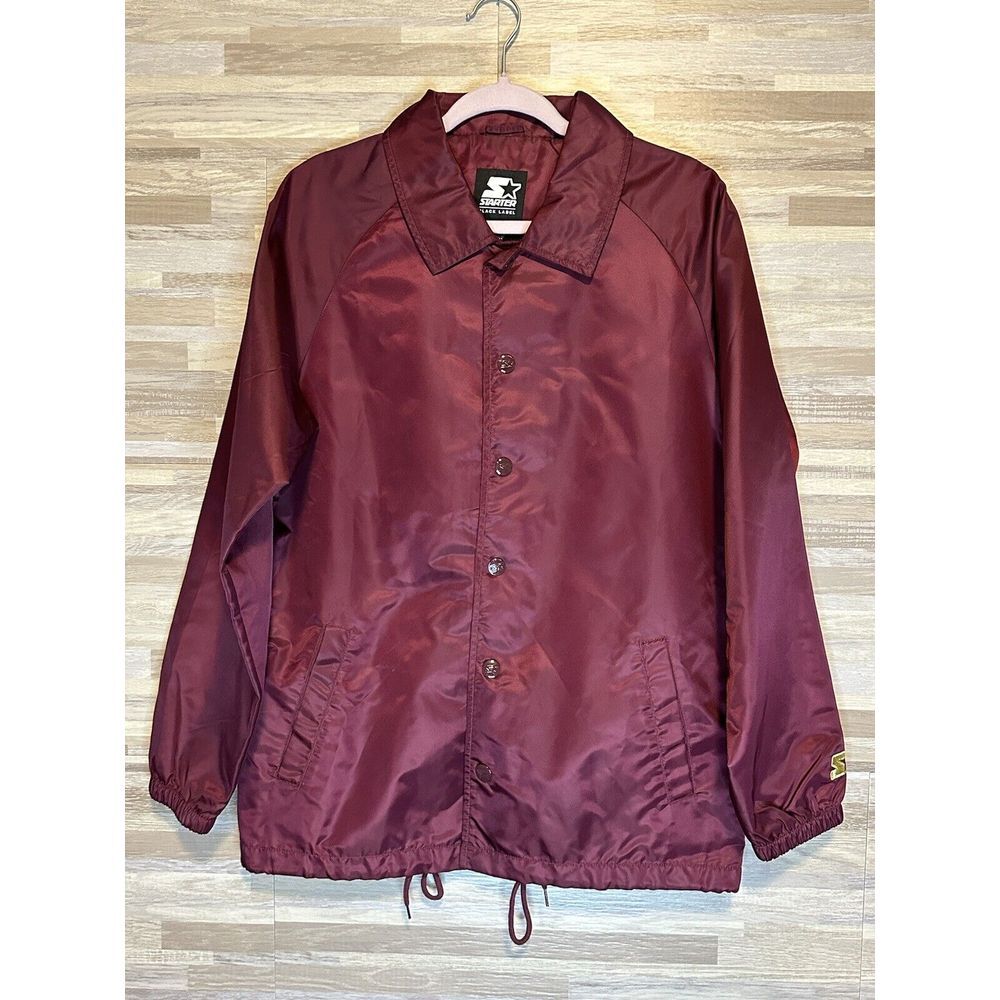 Retro Starter Black Lable Coaches Jacket, Maroon Small Button Up #296